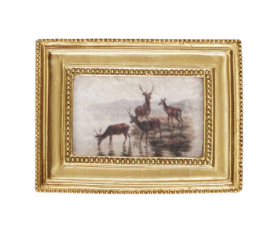 Resin Mini Framed Vintage Seasonal Art Magnet, Gold Finish, 9 Styles
