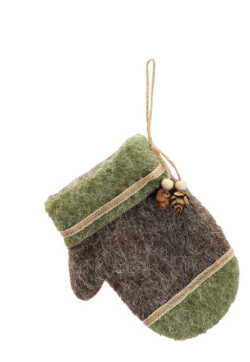 Felt Gloves Ornament with Pinecone