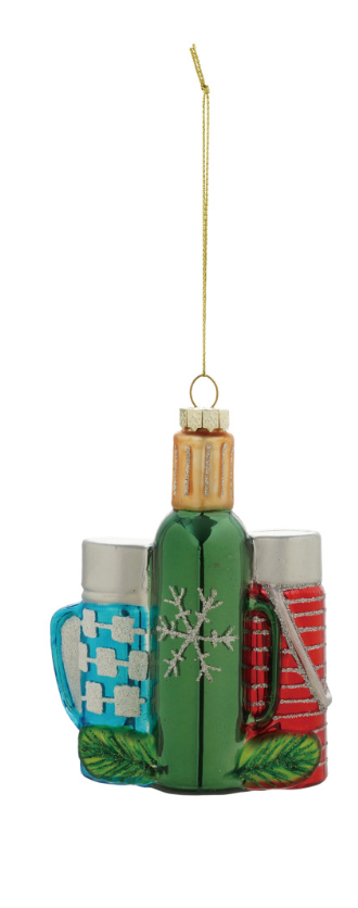 Glass Thermos Ornament with Glitter