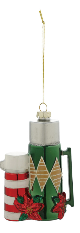 Glass Thermos Ornament with Glitter