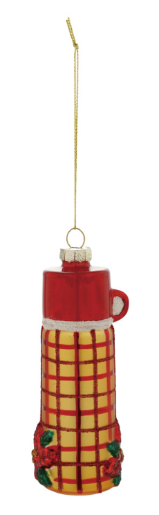 Glass Thermos Ornament with Glitter