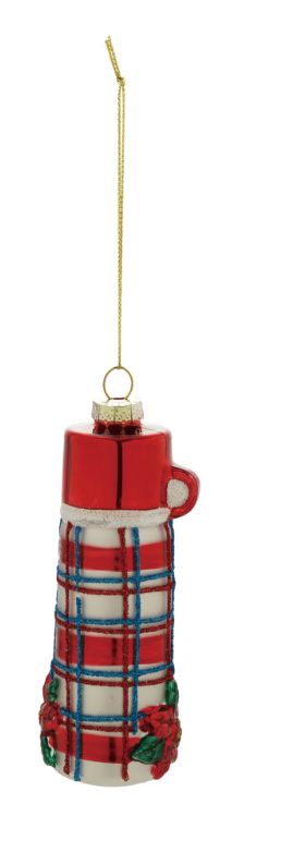 Glass Thermos Ornament with Glitter