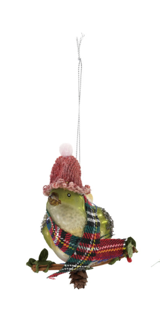 Hand-Painted Glass Bird Ornament