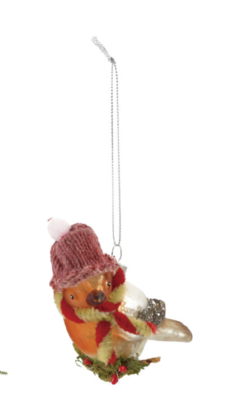 Hand-Painted Glass Bird Ornament