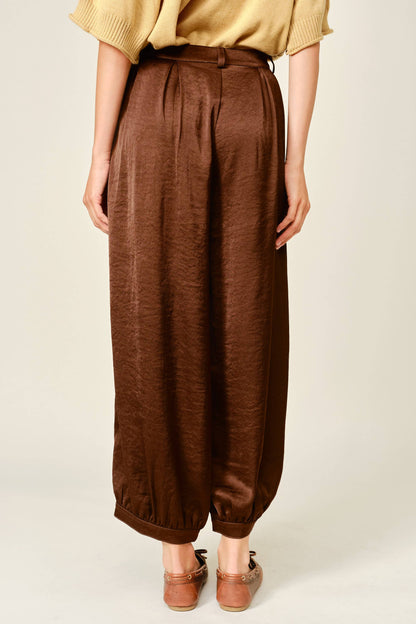 SATIN SHIRRING BAGGY DRESSY PANTS