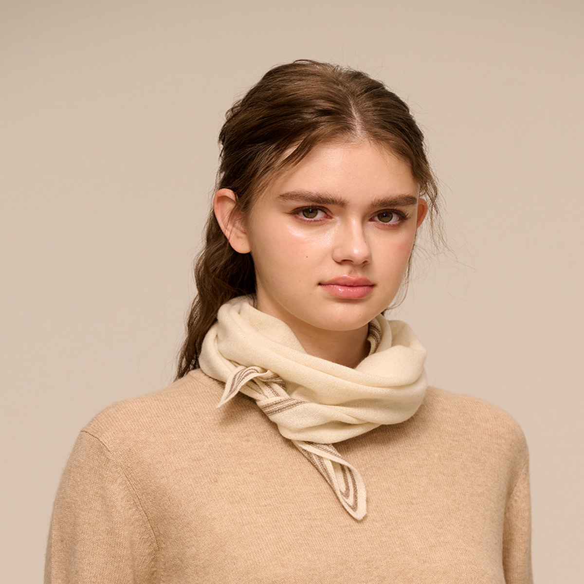 Cashmere Knit Wrap – Soft Triangle Neck Scarf