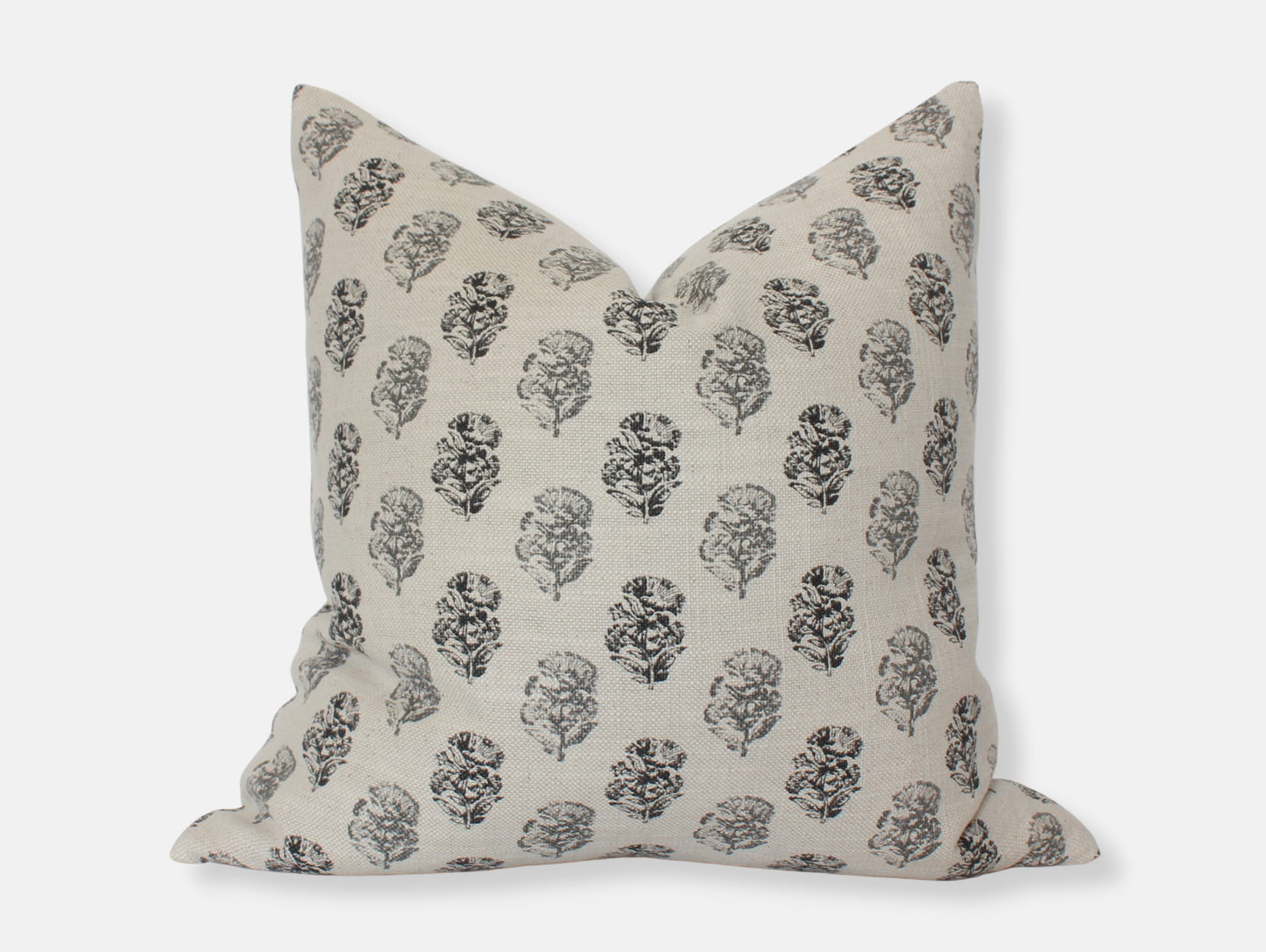 Cream Floral Lumbar Cover, Charcoal Floral Pillow | Chara