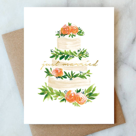Just Married Cake Greeting Card | Wedding Card