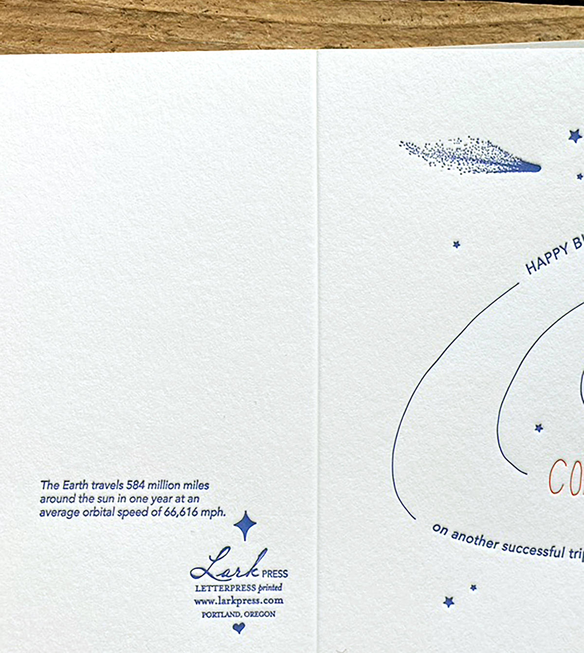 Letterpress Card Trip Around the Sun
