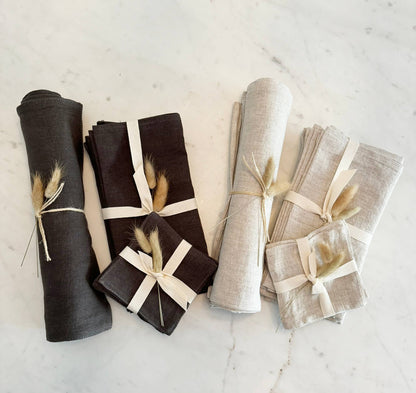 Charcoal Gray Linen Coaster Set of 4 Coasters
