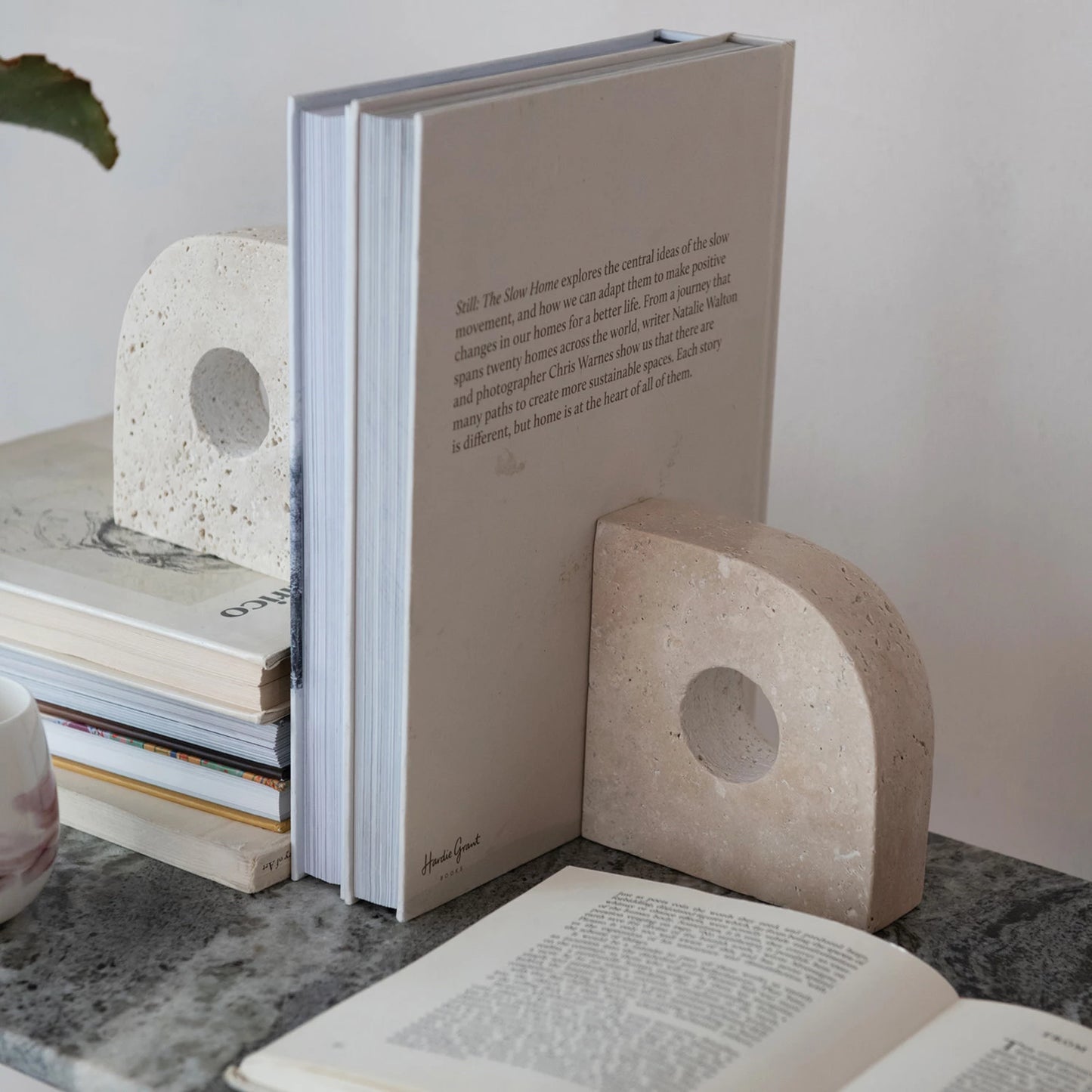 Travertine Book Ends, Set of 2
