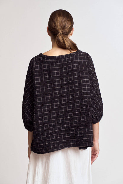 CHECK PRINT GAUZE BLOUSE