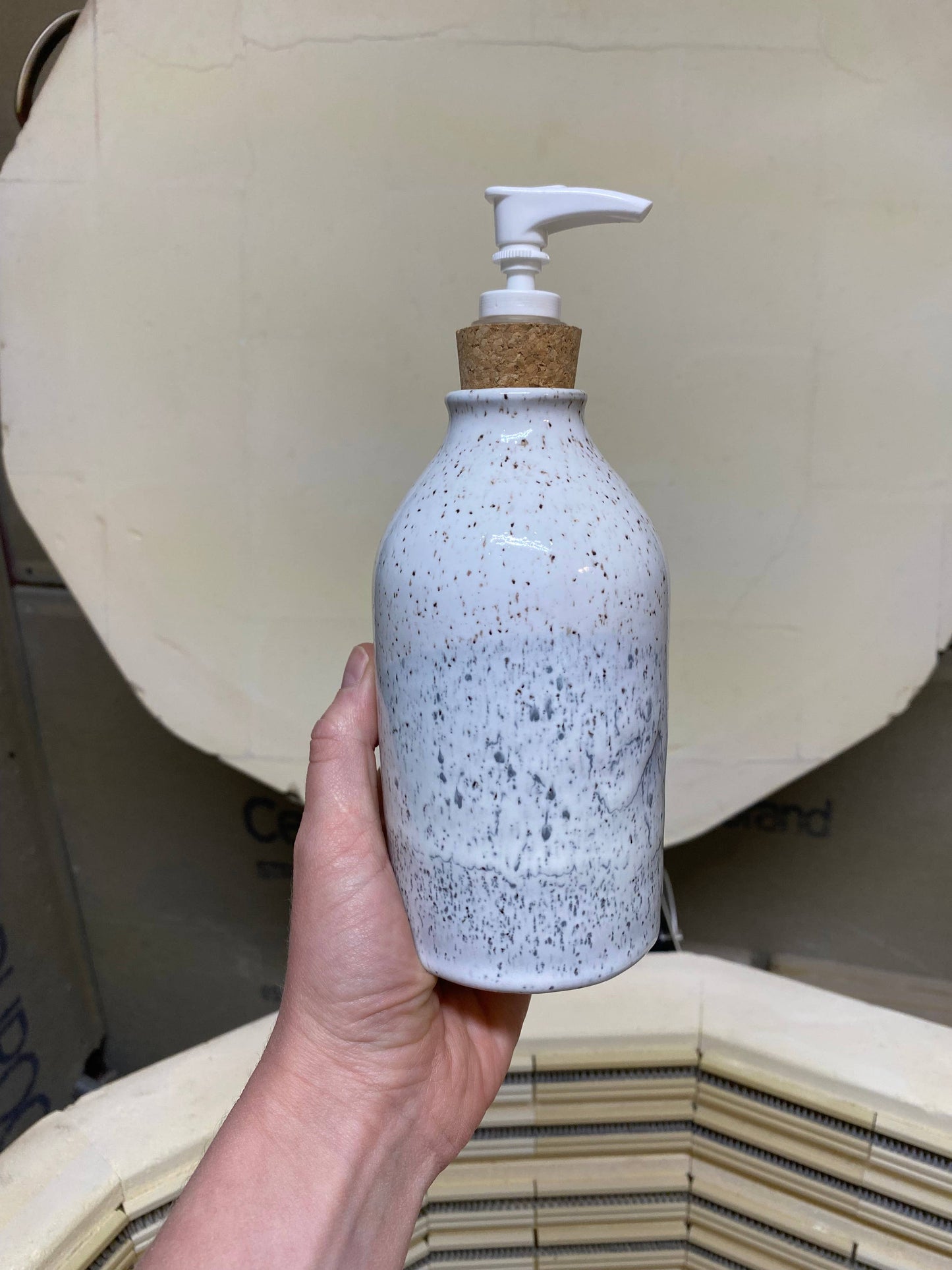 Speckled White AND Gray Soap Dispenser