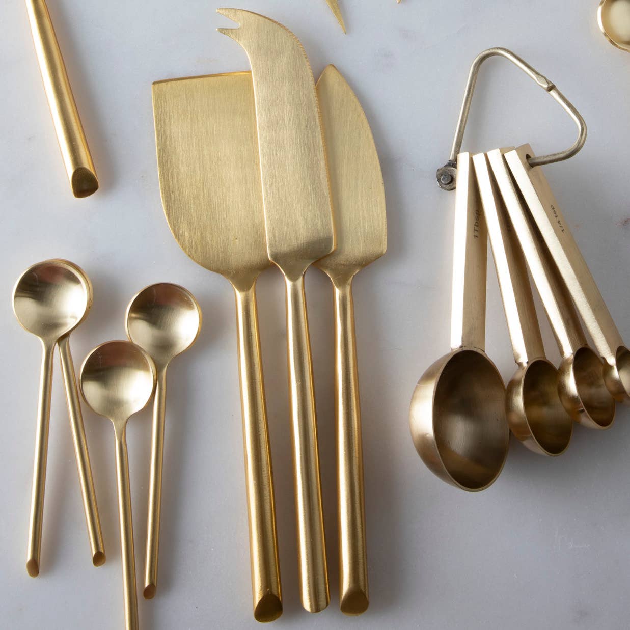Matte Gold Cheese Knives, Set of 3