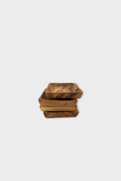 Olive Wood Square Condiment Bowl