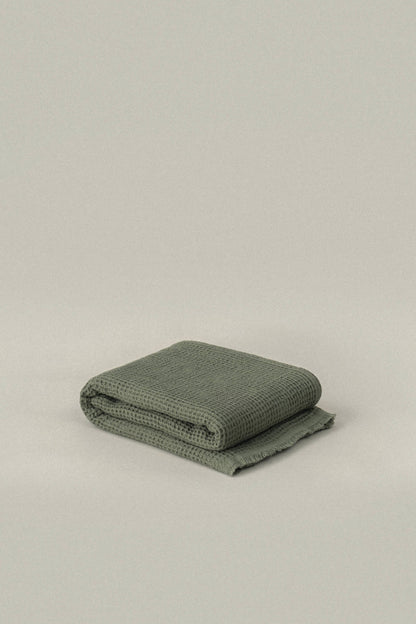 Quick Dry Soft Waffle Cotton Hand Towel | Olive Green