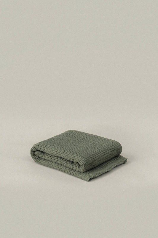 Quick Dry Soft Waffle Cotton Hand Towel | Olive Green