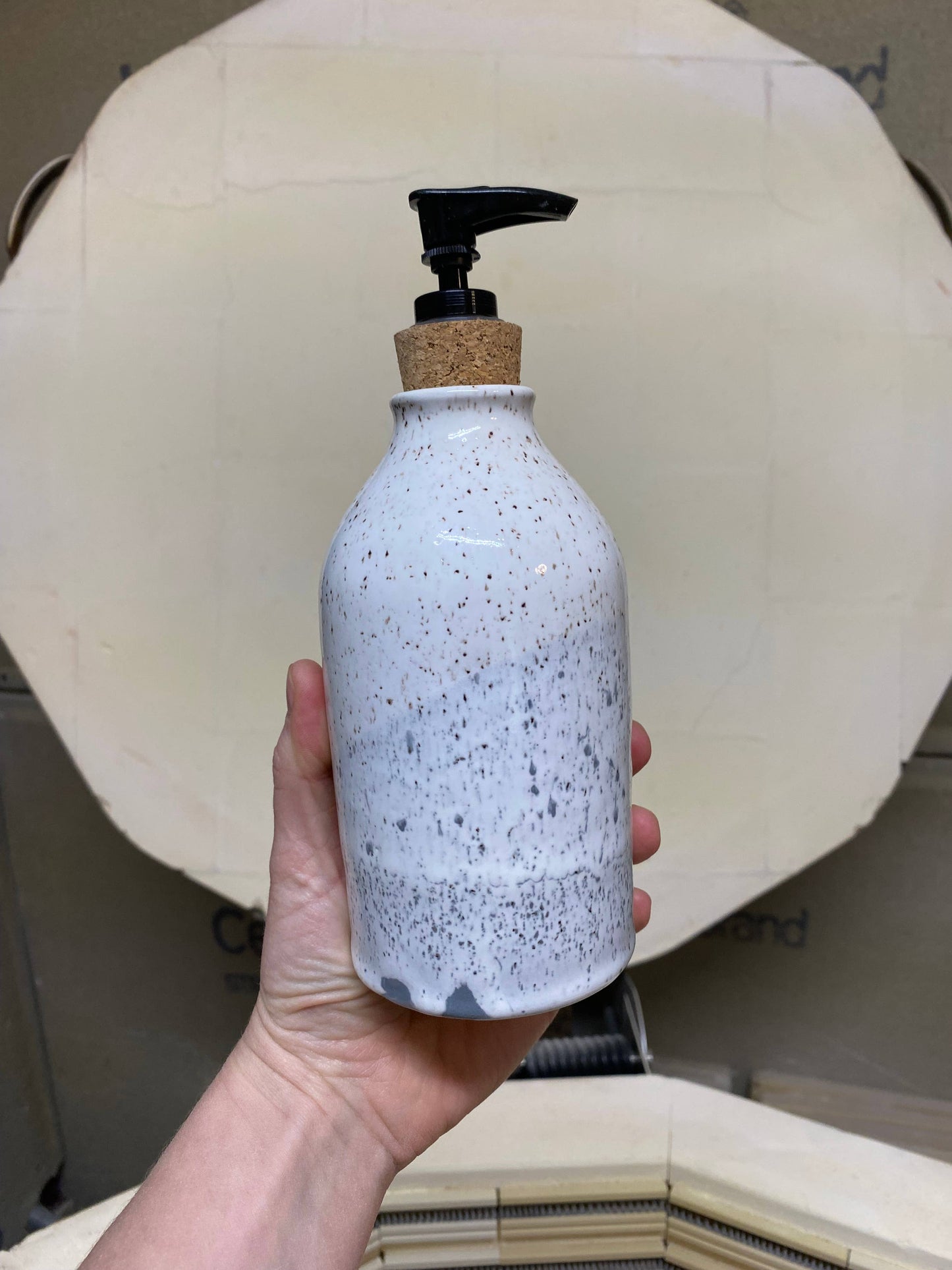 Speckled White AND Gray Soap Dispenser