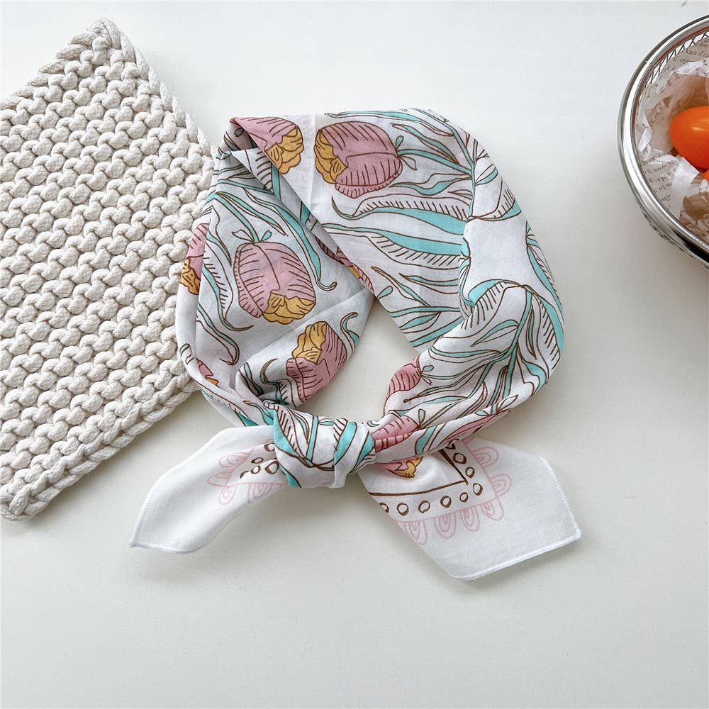 Artistic Wildflower Landscape Print Square Scarf