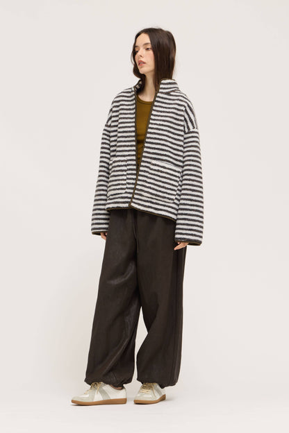 STRIPE ZIP-UP FLEECE JACKET
