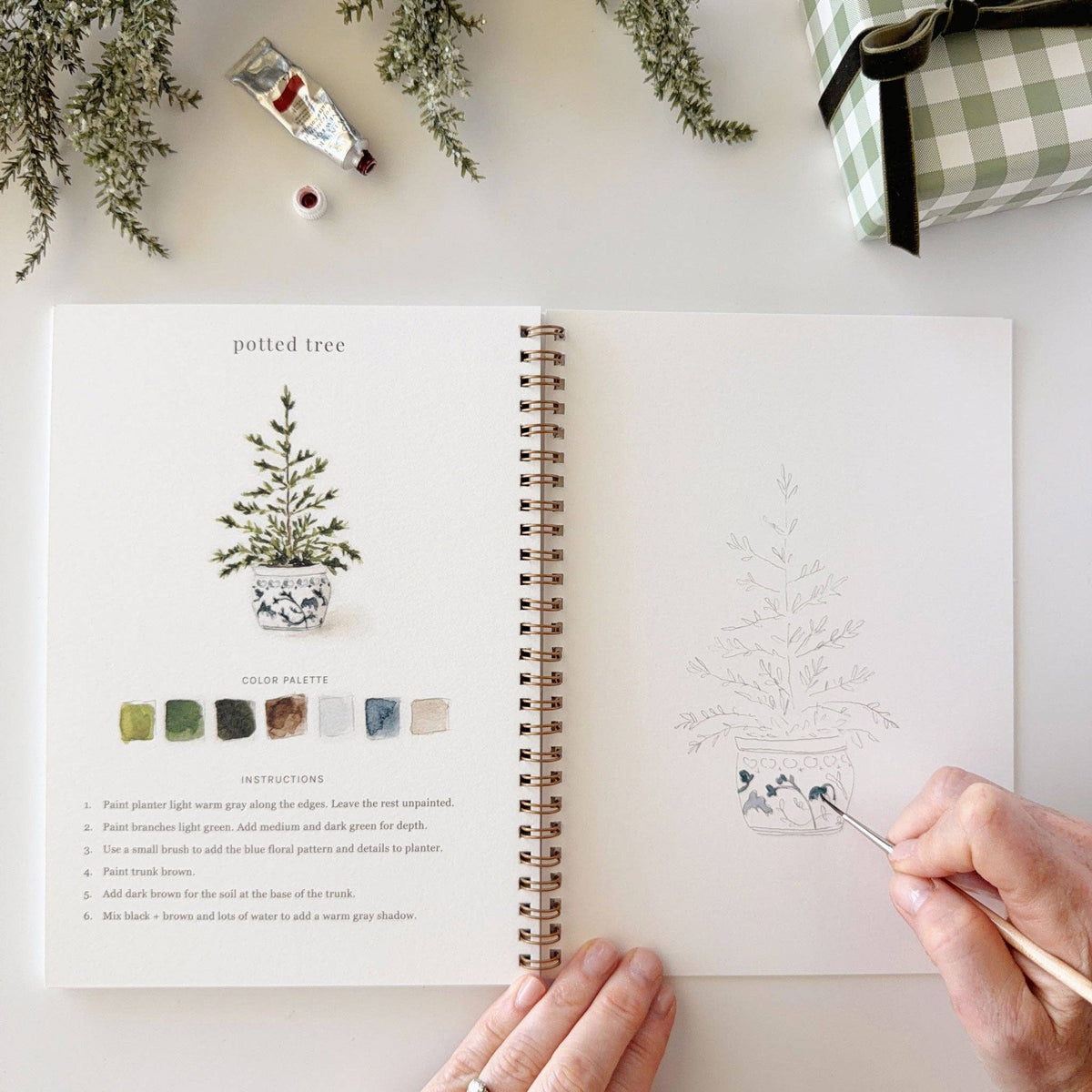Classic Christmas watercolor workbook