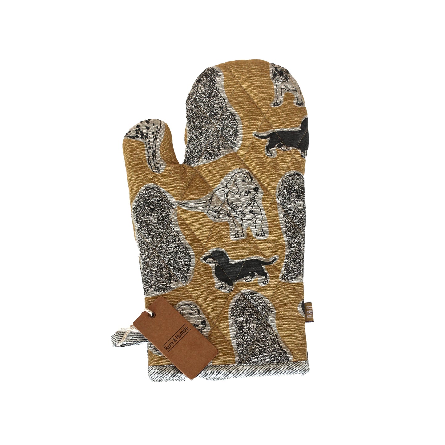 Oven Glove Dog Print Yellow Sunset