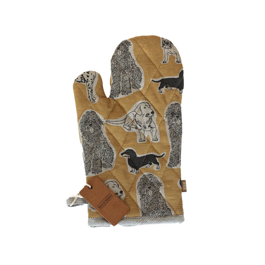 Oven Glove Dog Print Yellow Sunset