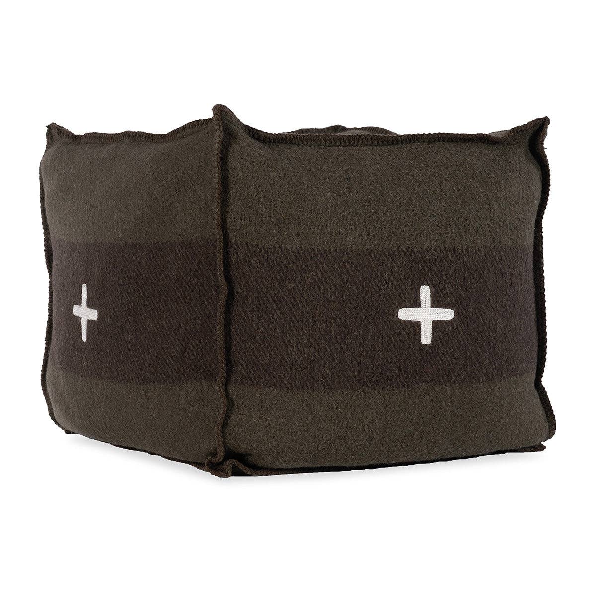 Swiss Army Pouf 18X18X18 Green/Brown