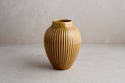 Brown Ribbed Vase