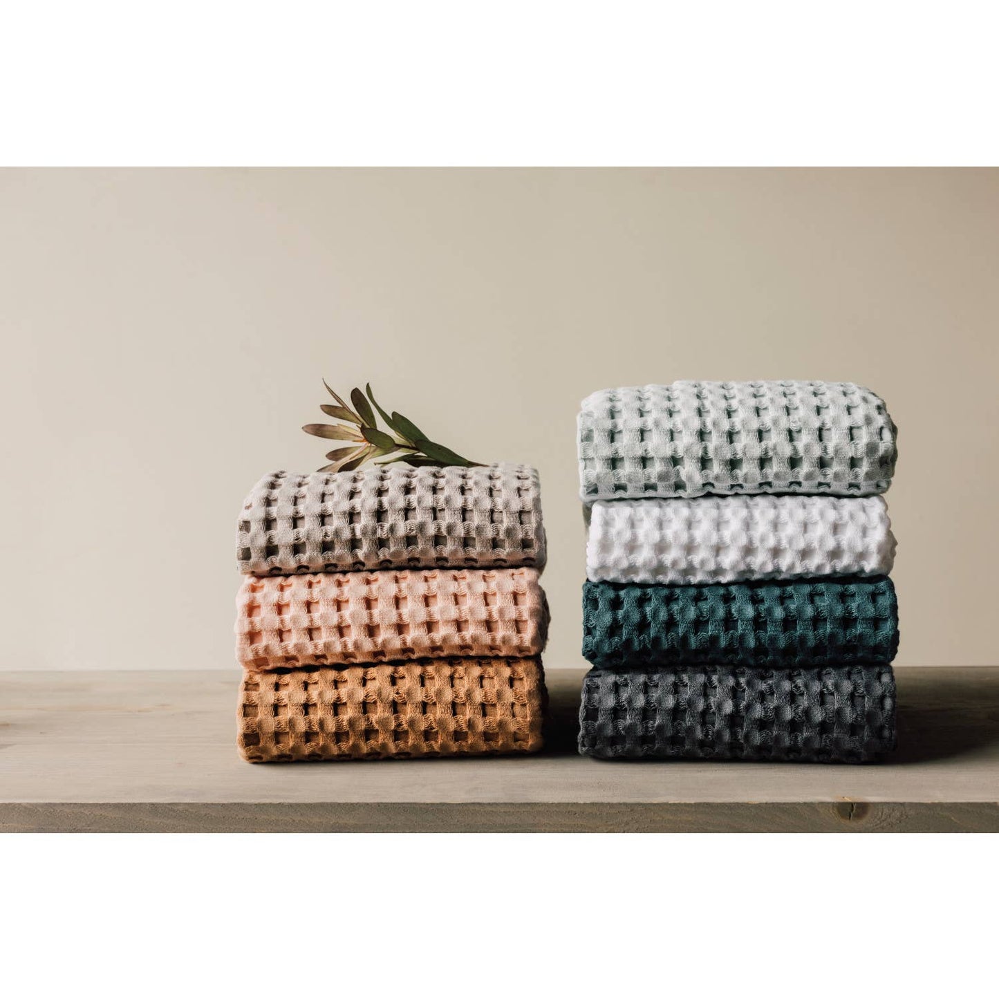 Stone Organic Cotton Waffle Hand Towel