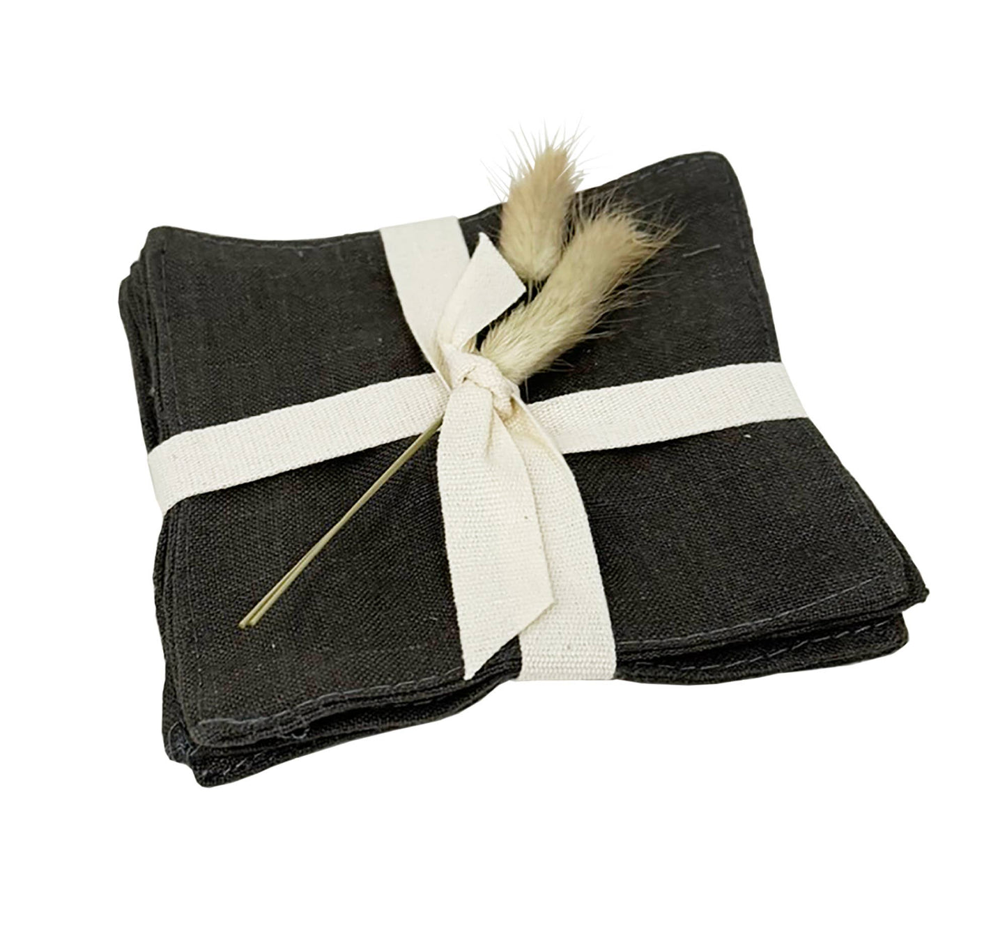 Charcoal Gray Linen Coaster Set of 4 Coasters