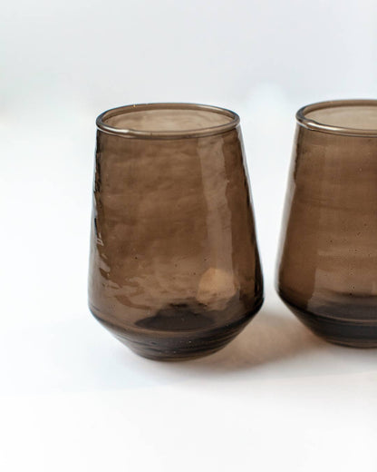 Handblown Hammered Glass Water Tumbler