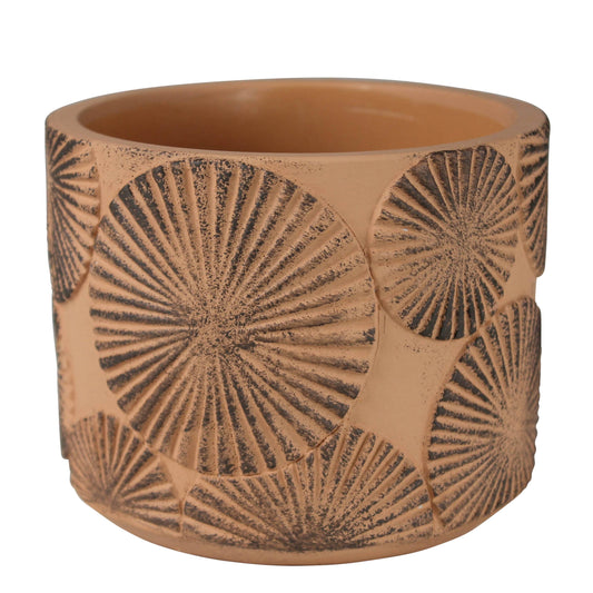 Sunburst Cachepot, Cement - Sm