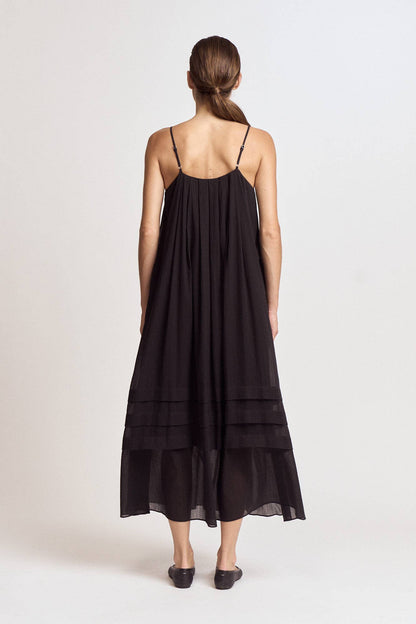 PLEATED COTTON MAXI DRESS