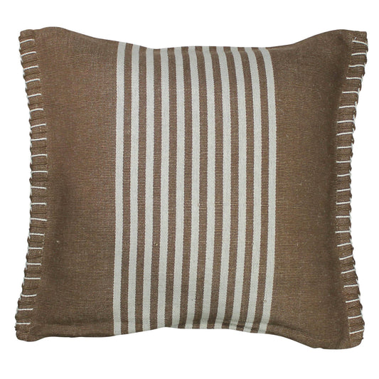 Aberdean Pillow, Cotton & Hemp, Brown Stripe