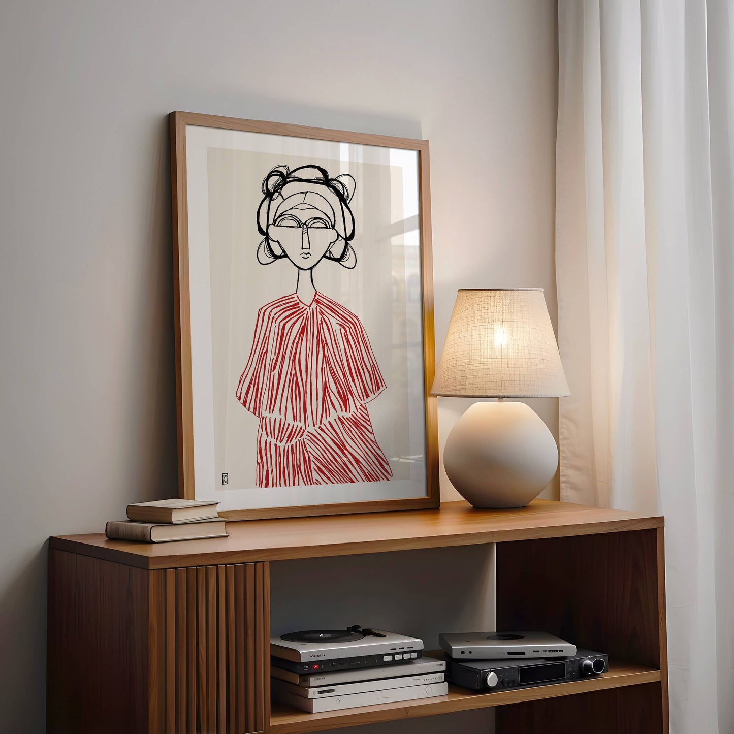 Abstract Portrait Art Print: Minimalist Sketch Illustration