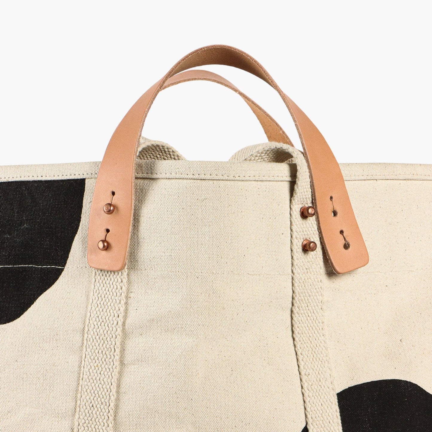 Large East West Tote | Black Polka