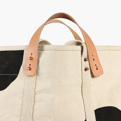 Large East West Tote | Black Polka