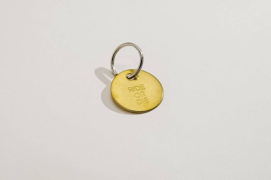 RIDE OR DIE - Medium Hand Pressed Brass Keychain