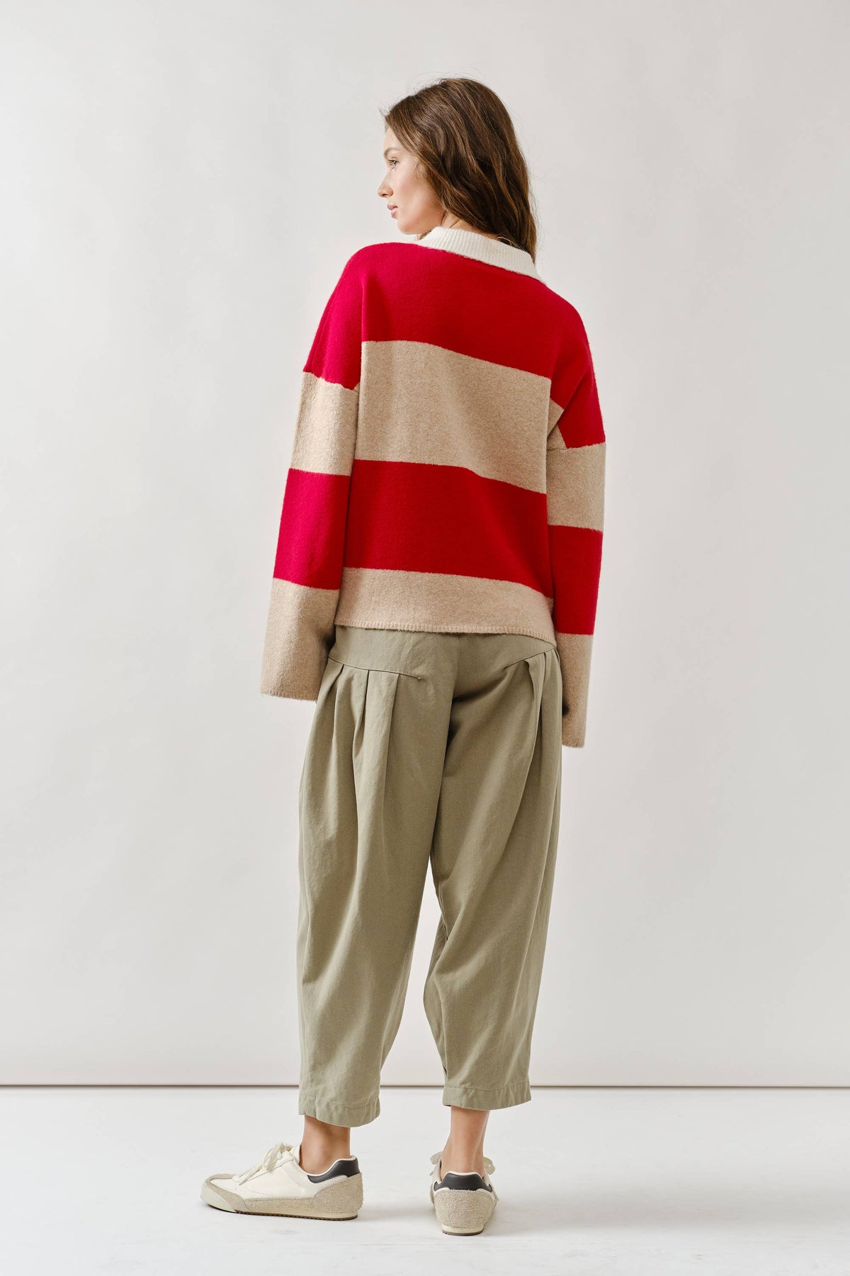 AJT5047 STRIPED POLO NECK SWEATER