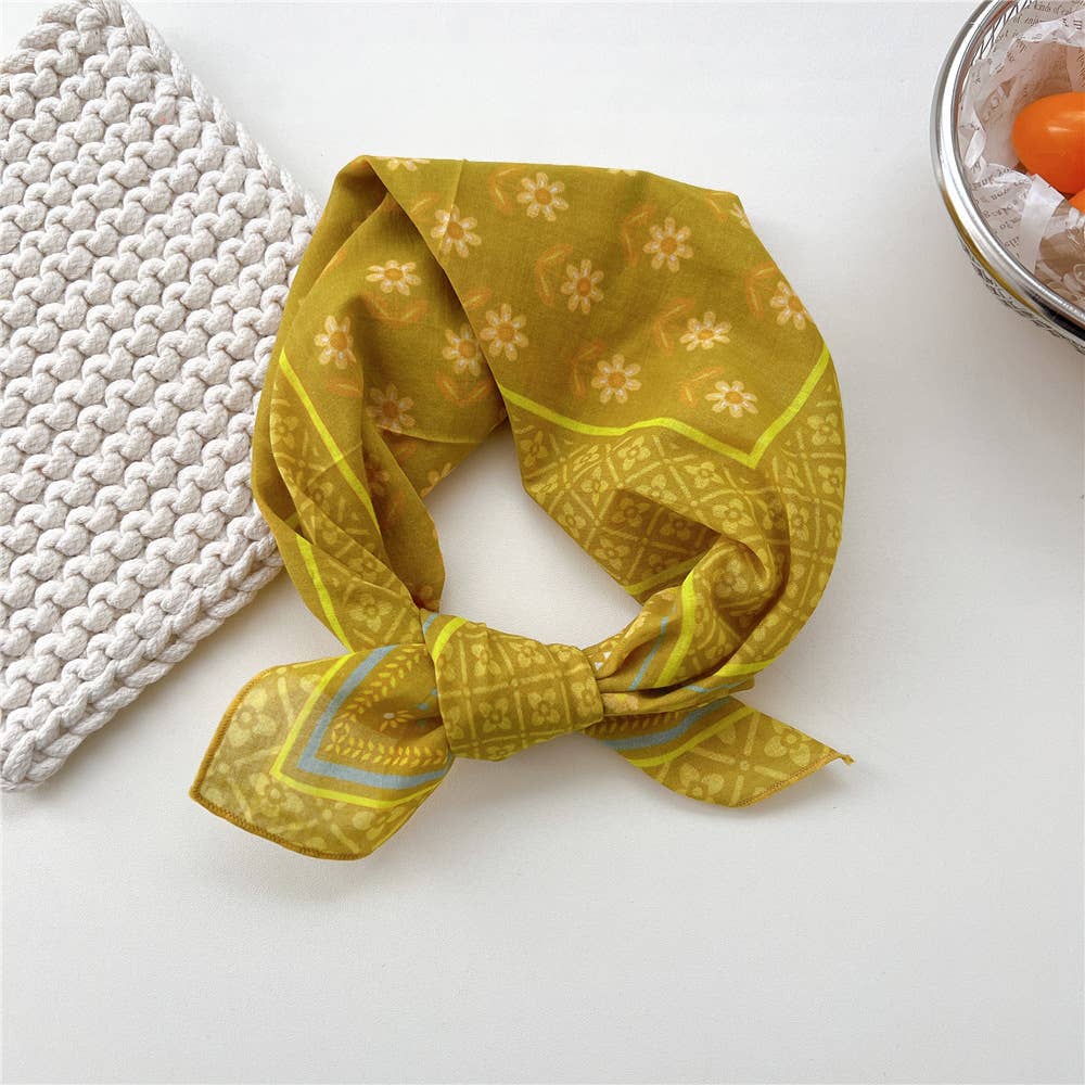 Artistic Wildflower Landscape Print Square Scarf