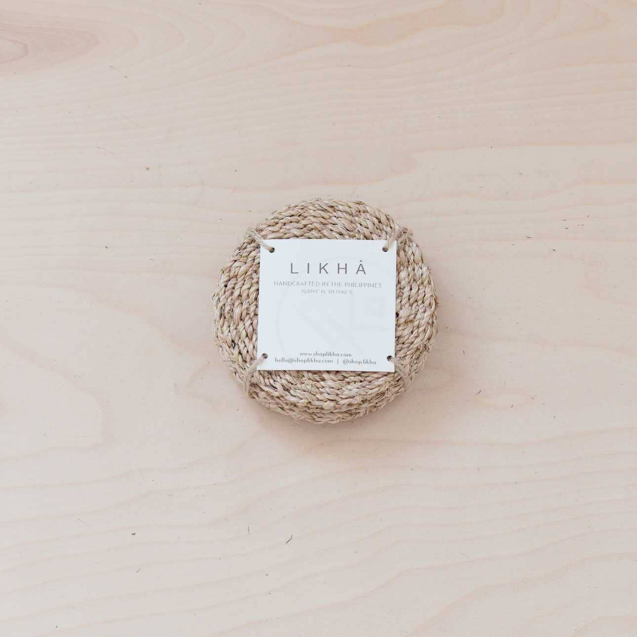 Natural Round Abaca Coasters, set of 4 - Woven Fiber | LIKHA