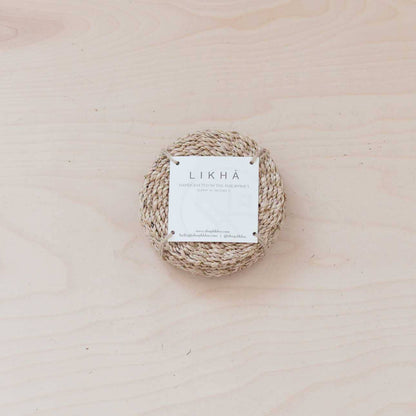 Natural Round Abaca Coasters, set of 4 - Woven Fiber | LIKHA