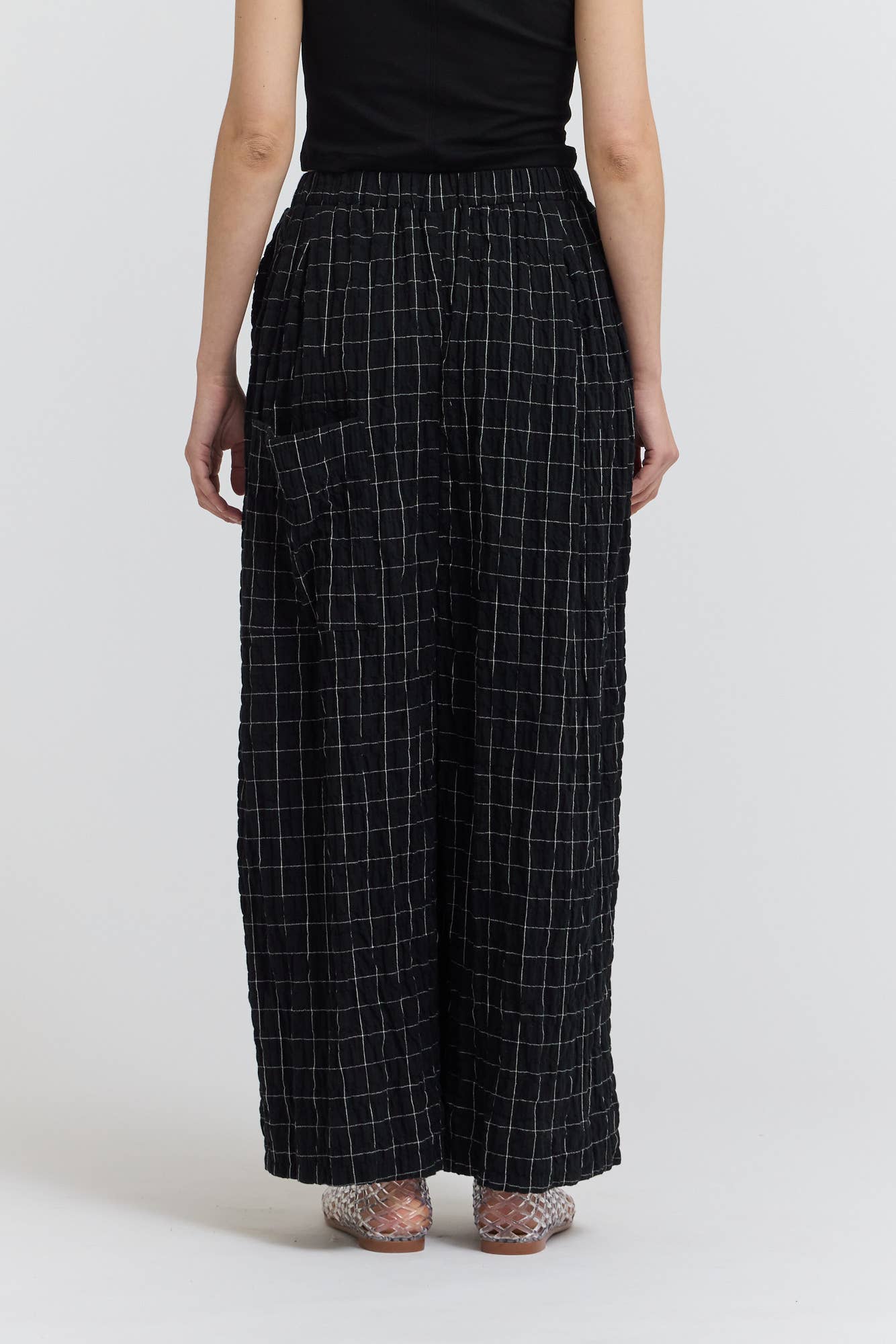 CHECK PRINT GAUZE PANTS