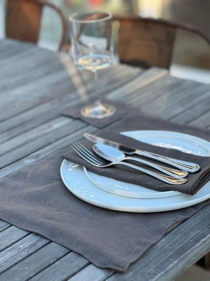 Charcoal Gray Linen Coaster Set of 4 Coasters