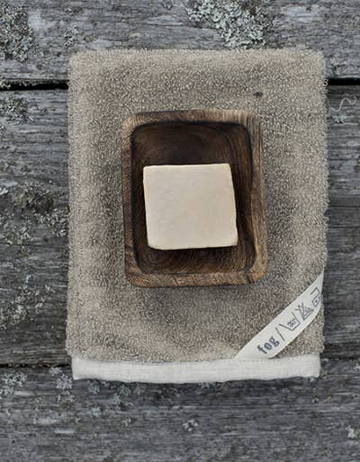 Linen Pile Bath Mitten Natural