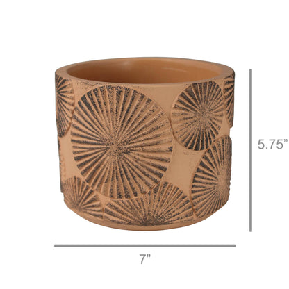 Sunburst Cachepot, Cement - Lrg