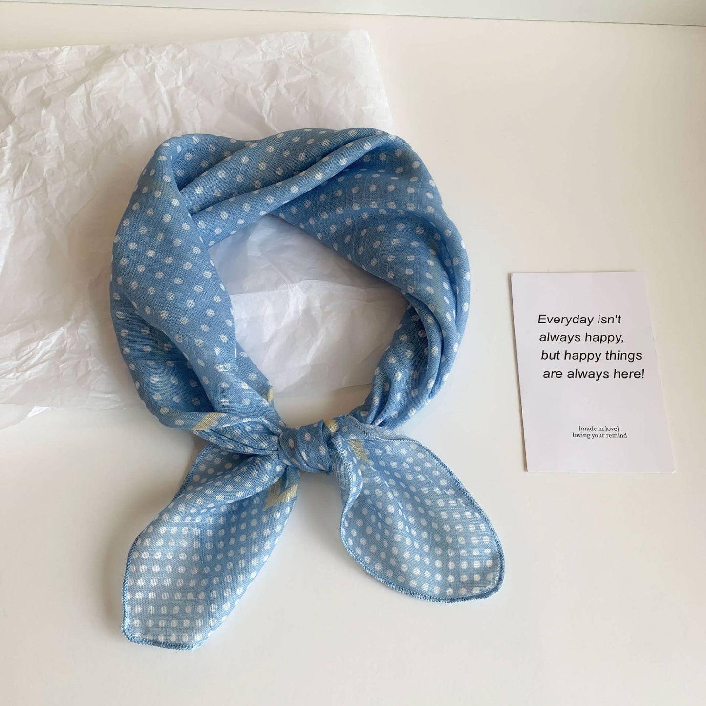 Polka Dot Stripes Blue Floral square scarf bandana