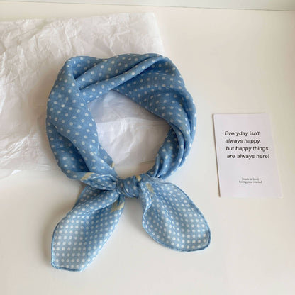 Polka Dot Stripes Blue Floral square scarf bandana