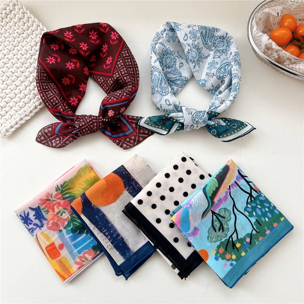 Artistic Wildflower Landscape Print Square Scarf